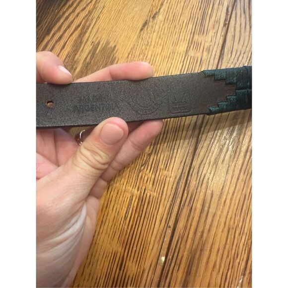 Tierra de Gauchos Brown Multi Embroidered Geometric Leather Belt Size 70 - Picture 7 of 7